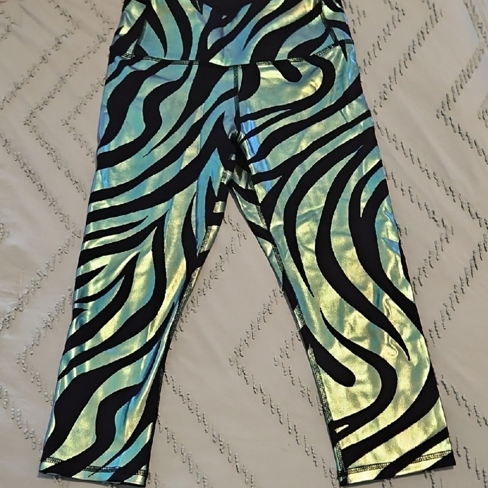 Metallic Zebra Print Leggings